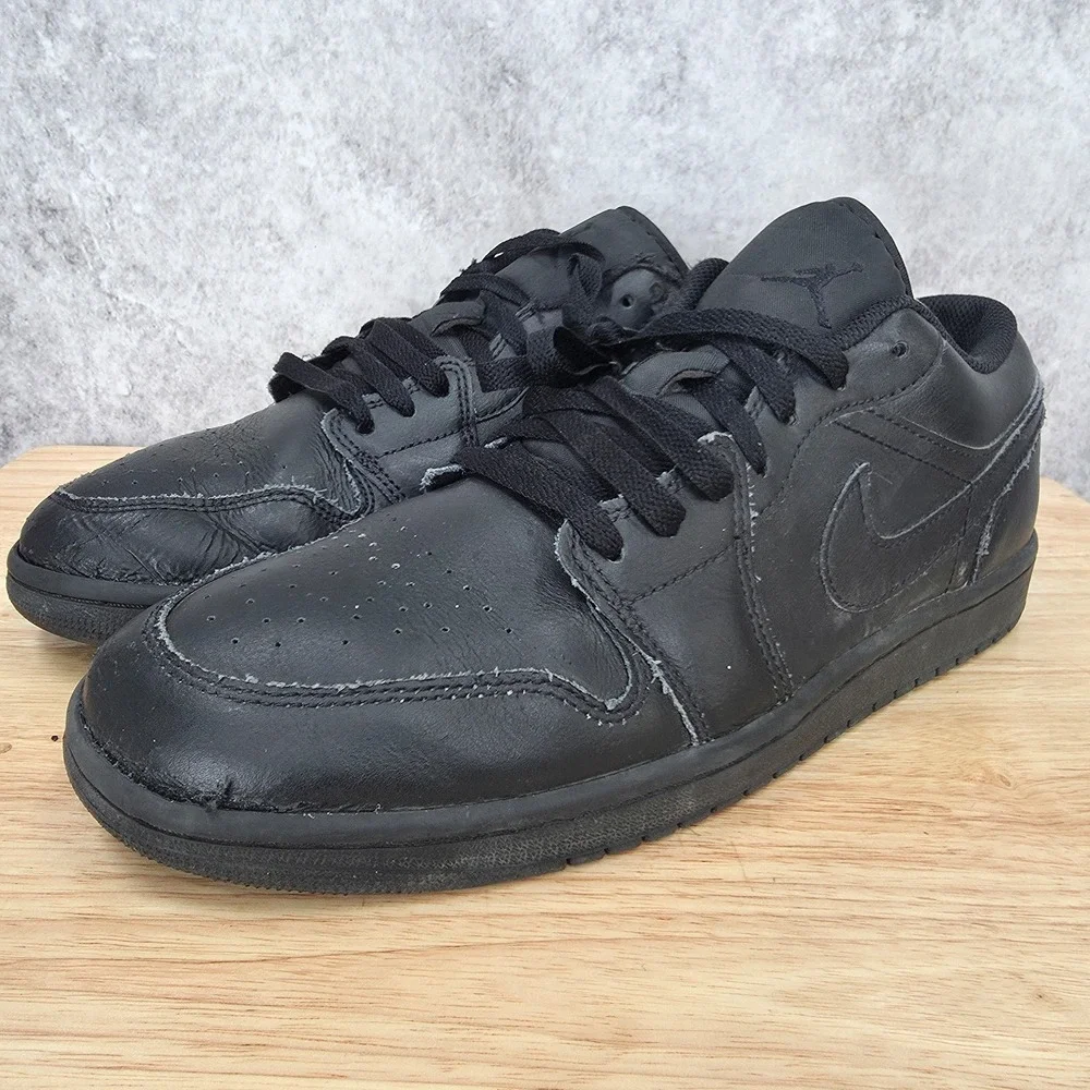 Air Jordan 1 Low Sneaker Mens 10 Triple Black Leather Retro 553558-093 Shoe